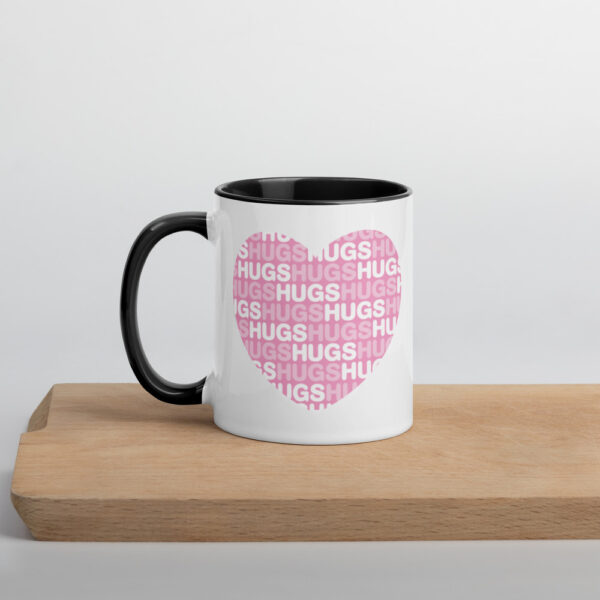 Hugs In A Heart Mug with Colour Inside